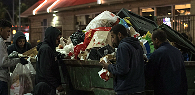 homeless people saving trash